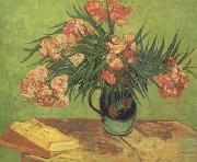 Still life:Vast with Oleanders and Books (nn04) Vincent Van Gogh